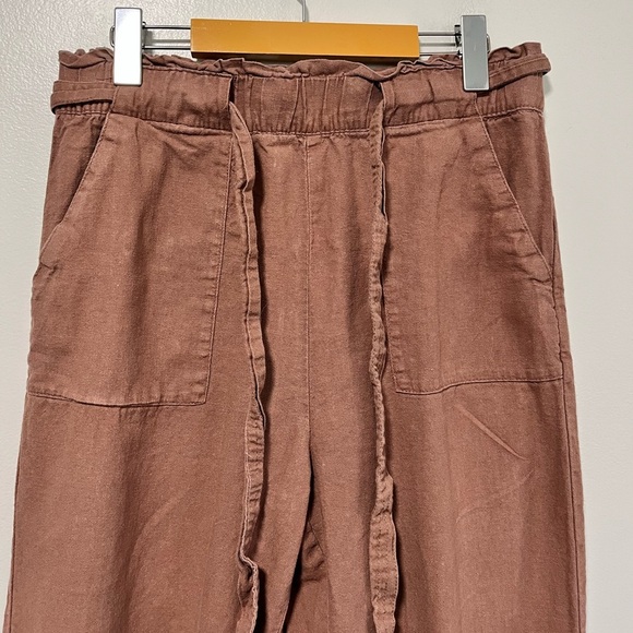 Forever 21 Brown Linen Blend Belted Jogger Pants - Size L - Picture 8 of 12